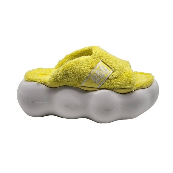 UGG Sugarcloud Slide Sandals Yellow Terry 3" Platform Women Slippers Shoes Size - Picture 1 of 10